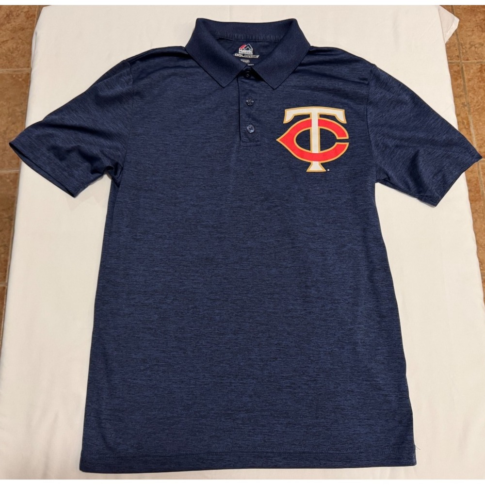 Minnesota Twins Majestic Polo Shirt - Blue - Size S - 100% Polyester